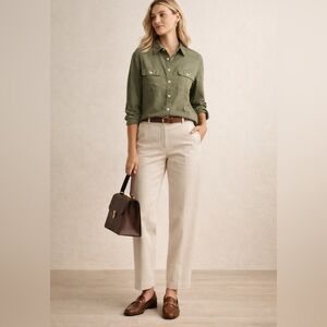 Talbots Olive Green Lyocell Utility Button Down Shirt Size Medium